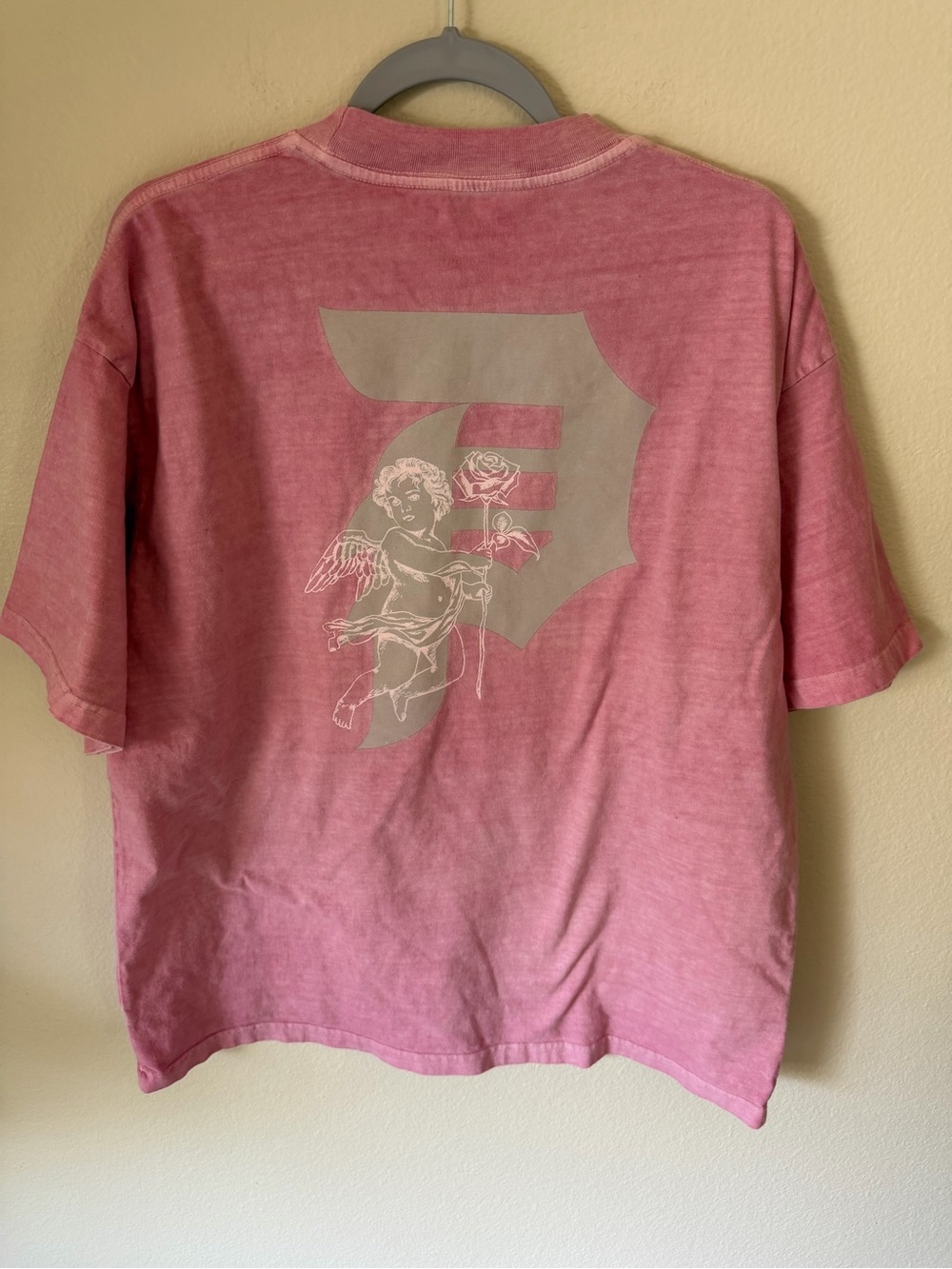 Primitive Pink Short Sleeve Tee with Cherub and Rose Graphic